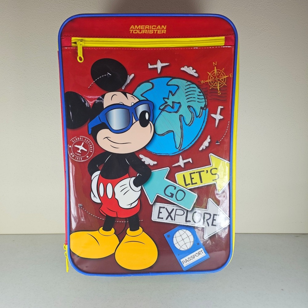Disney Mickey Mouse American Tourister Luggage Let's Go Explore‎ Carry On 18x12